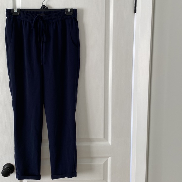 Perfect condition JCrew navy joggers in dressy/silky material size 2 - Picture 2 of 5